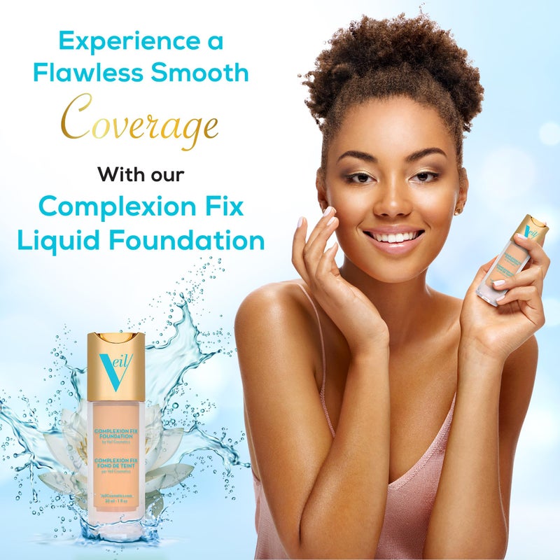 Veil Cosmetics Complexion Fix Liquid Foundation â€“ Buildable Coverage â€“ Water-Resistant, Hypoallergenic, Oil-Free, Cruelty-Free & Vegan â€“ Lightweight & Brightening â€“ Long Lasting (3N Medium Neutral) - Image 3